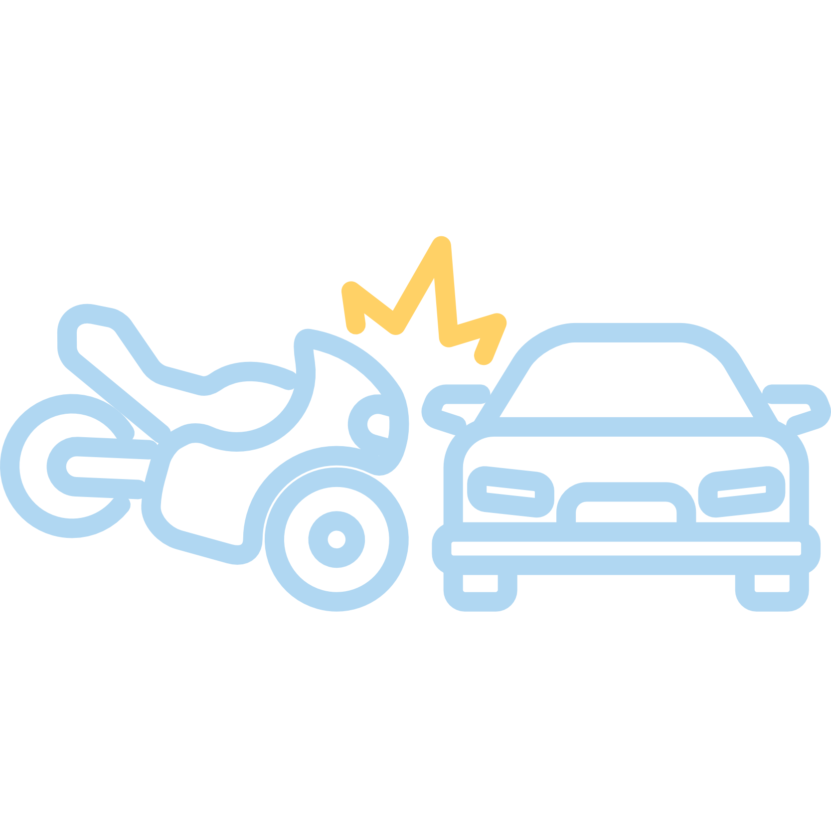 Motorcycle car accident icon